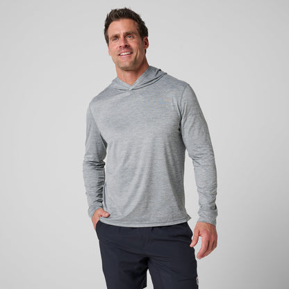 Greatness Wins Core Tech T-Shirt Hoodie in Athletic Gray Heather