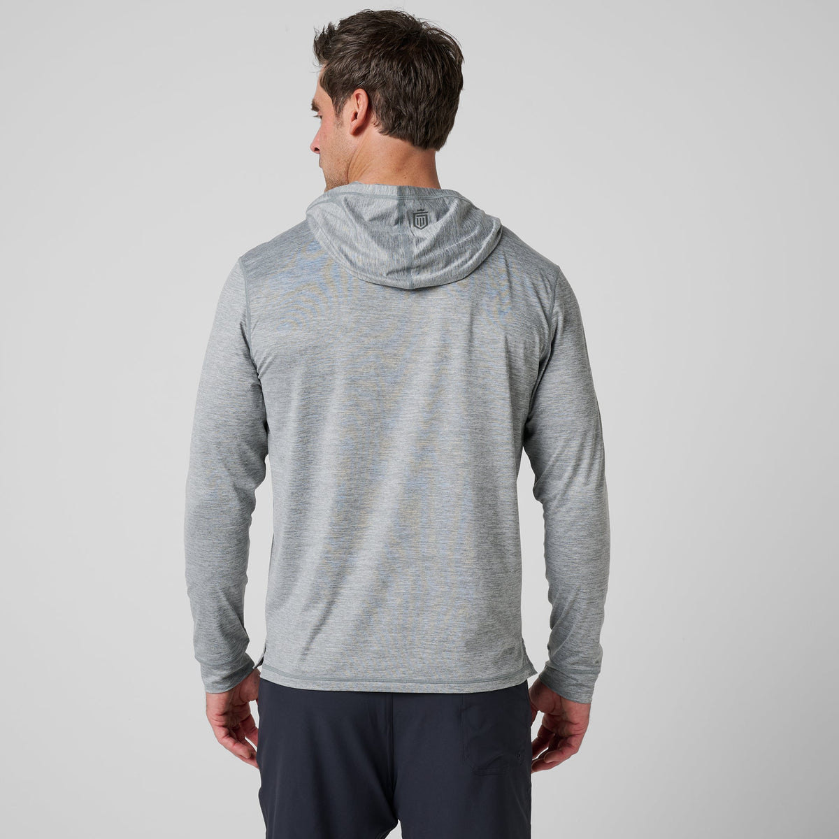 Greatness Wins Core Tech T-Shirt Hoodie in Athletic Gray Heather, view 5