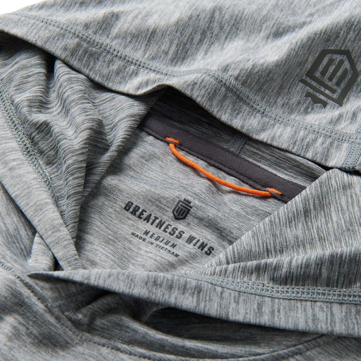 Greatness Wins Core Tech T-Shirt Hoodie in Athletic Gray Heather, view 12