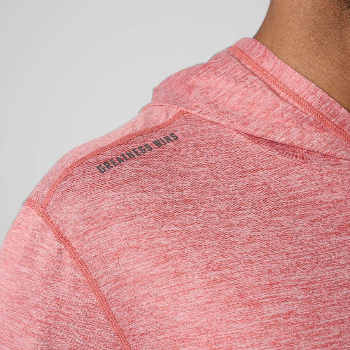Greatness Wins Core Tech T-Shirt Hoodie in Faded Red, view 6