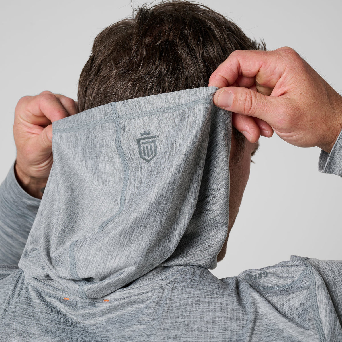 Greatness Wins Core Tech T-Shirt Hoodie in Athletic Gray Heather, view 6