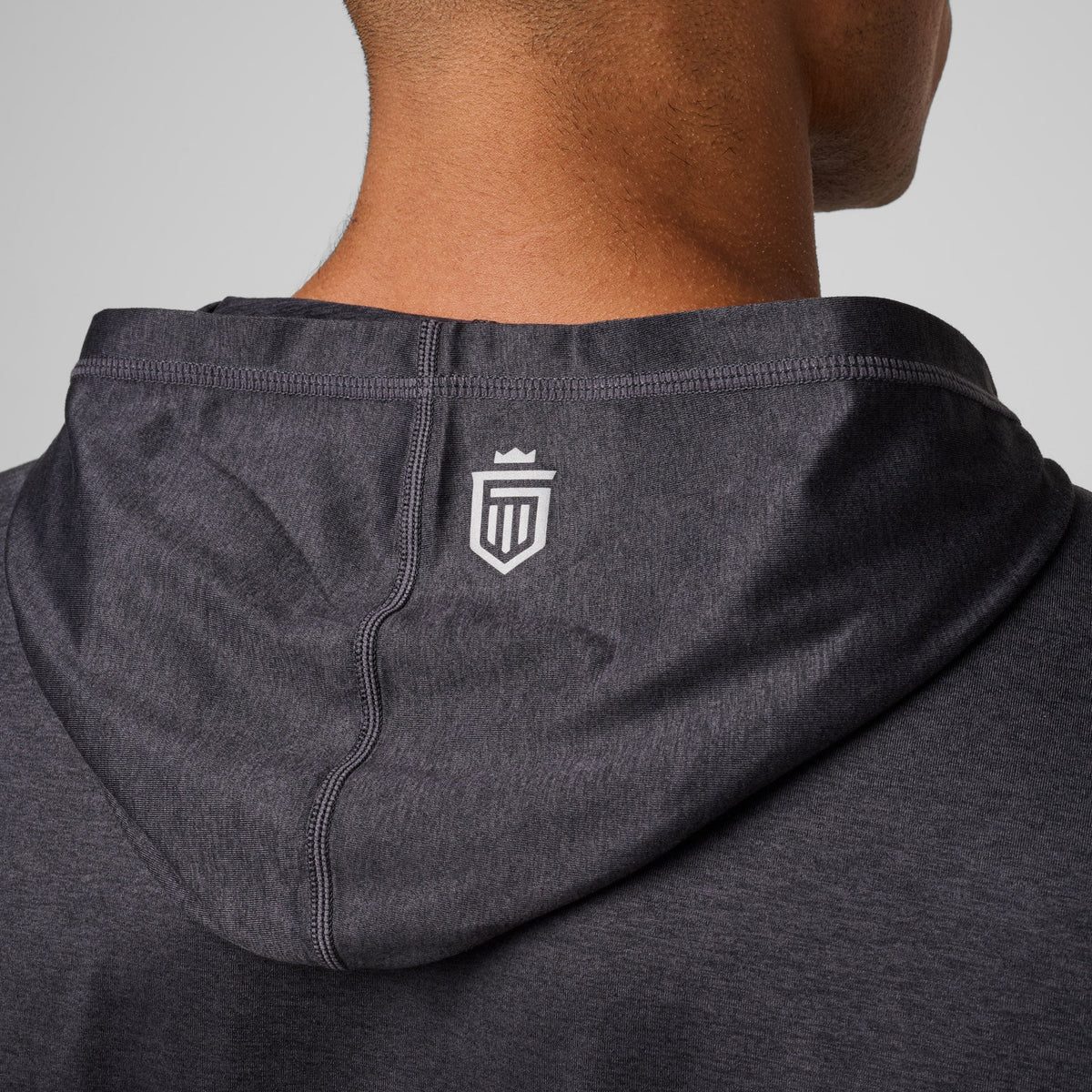 Greatness Wins Core Tech T-Shirt Hoodie in Black Heather, view 5