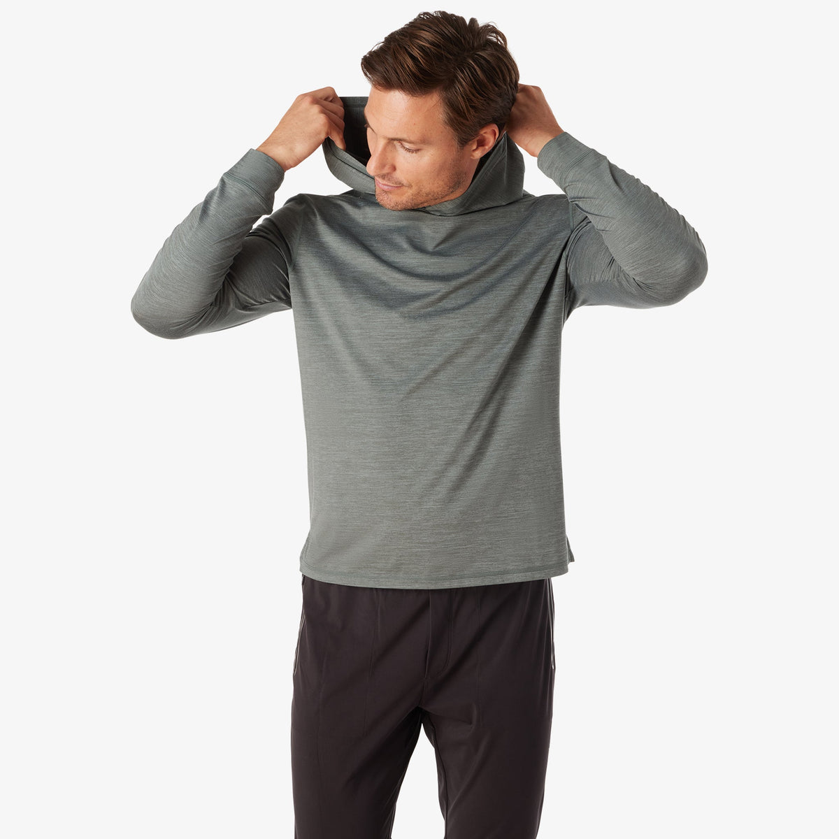 Greatness Wins Core Tech T-Shirt Hoodie in Balsam, view 6