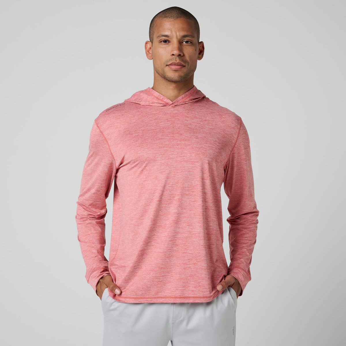 Greatness Wins Core Tech T-Shirt Hoodie in Faded Red, view 2