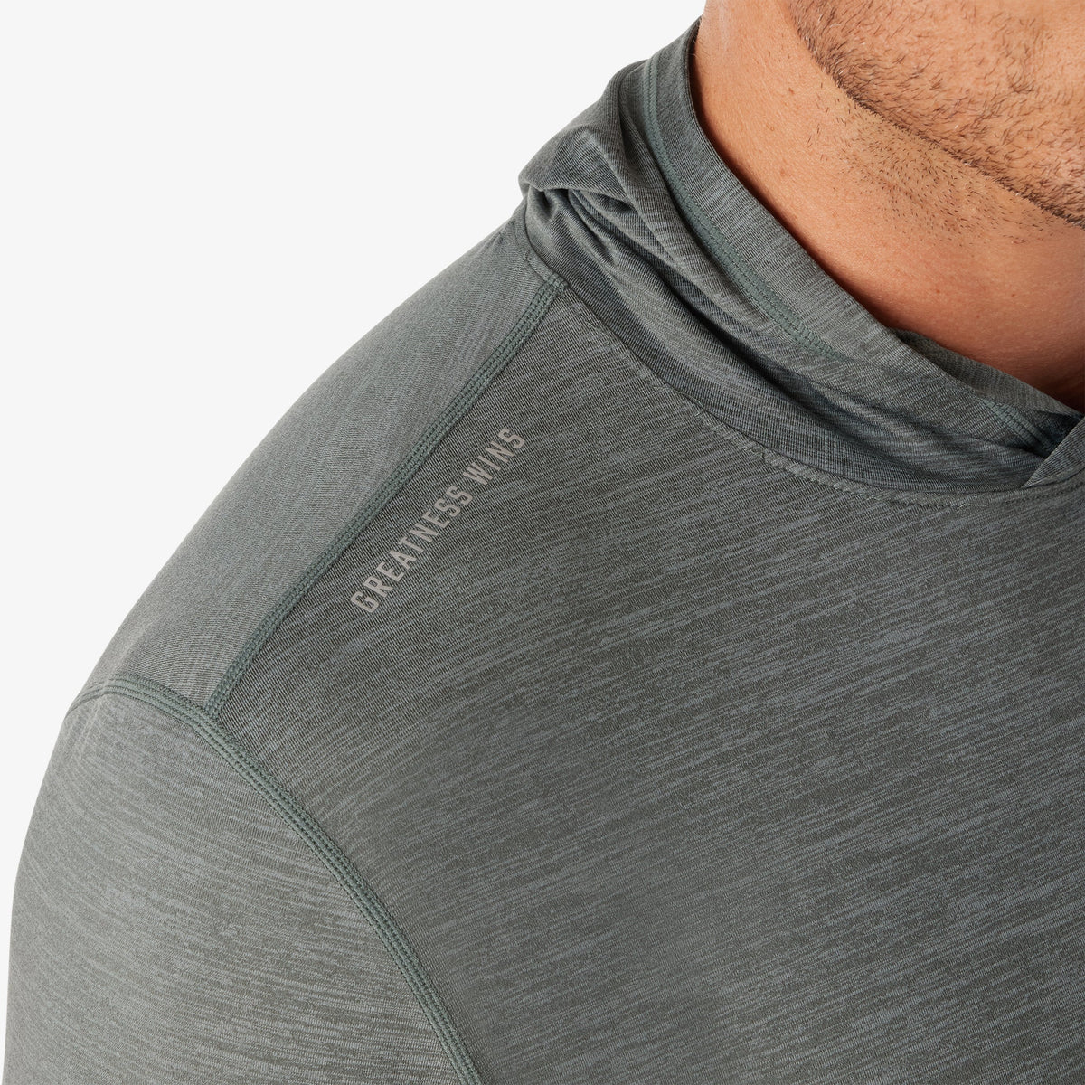 Greatness Wins Core Tech T-Shirt Hoodie in Balsam, view 9