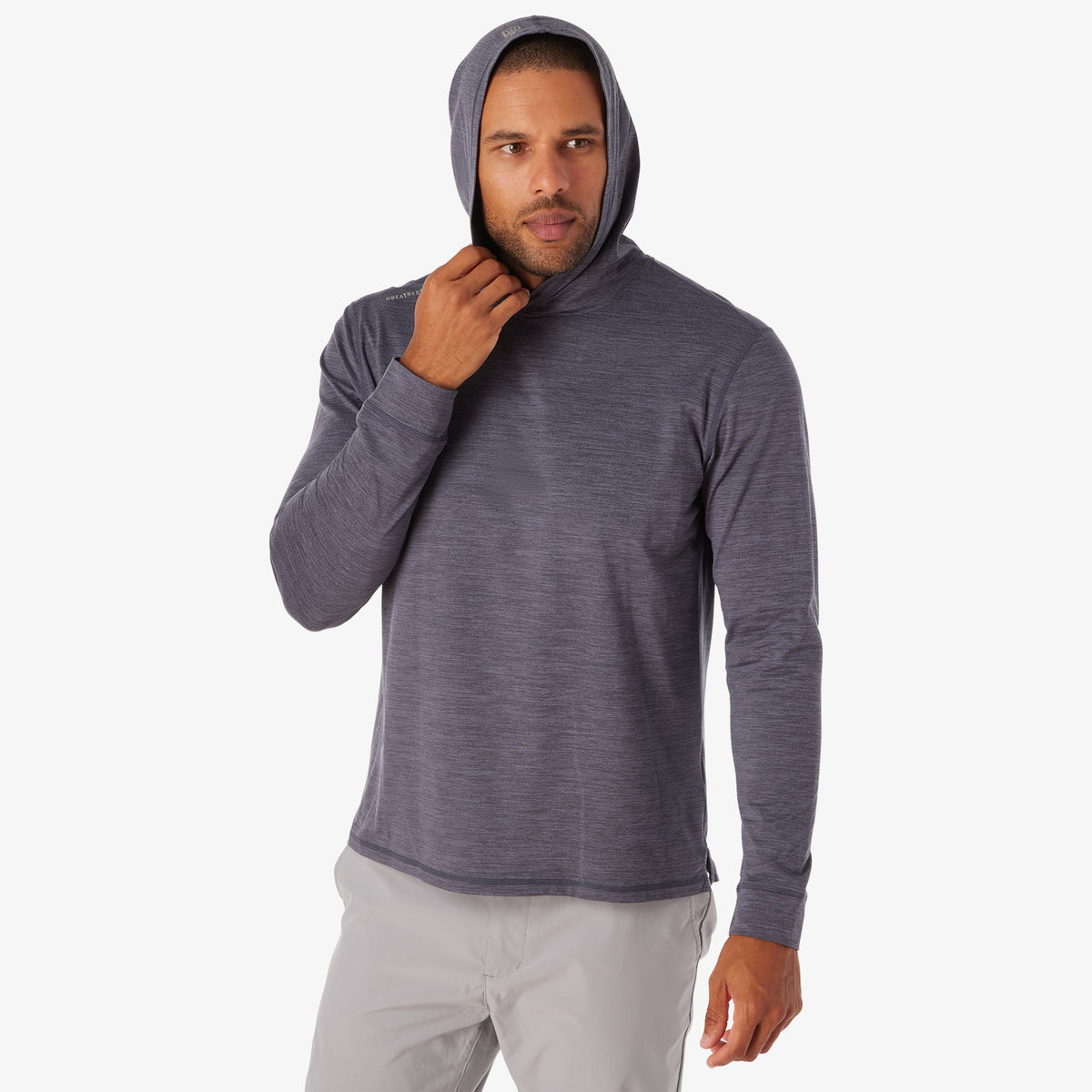 Greatness Wins Core Tech T-Shirt Hoodie in Navy, view 4