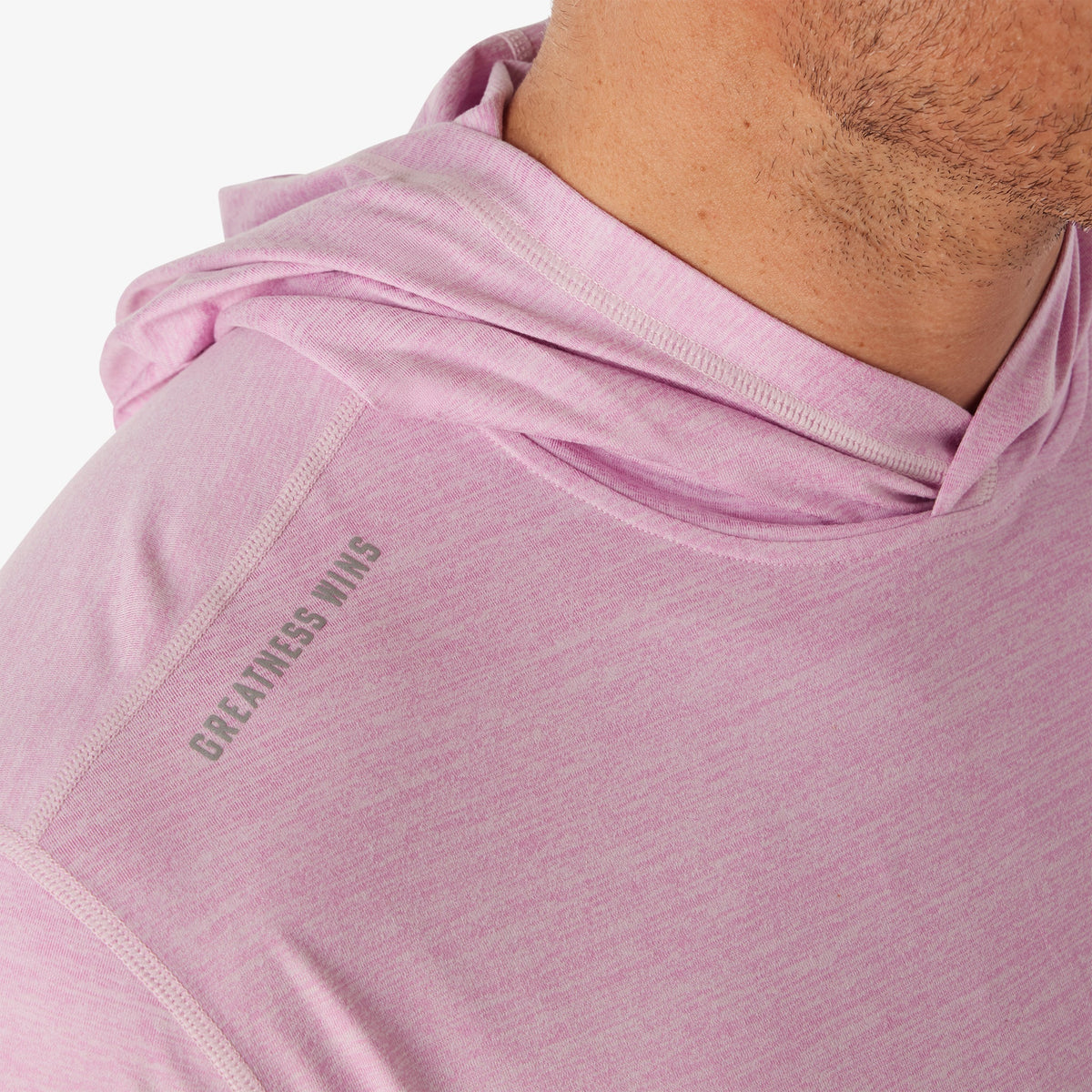 Greatness Wins Core Tech T-Shirt Hoodie in Pink, view 2