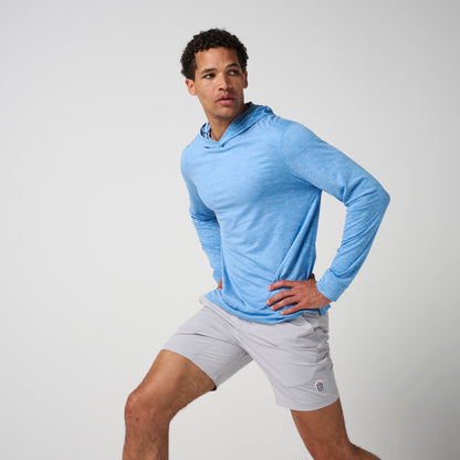 Greatness Wins Core Tech T-Shirt Hoodie in Marina Blue Heather