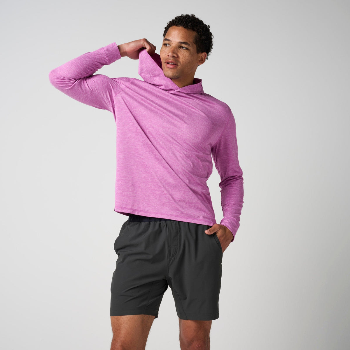 Greatness Wins Core Tech T-Shirt Hoodie in Bodacious Heather, view 7