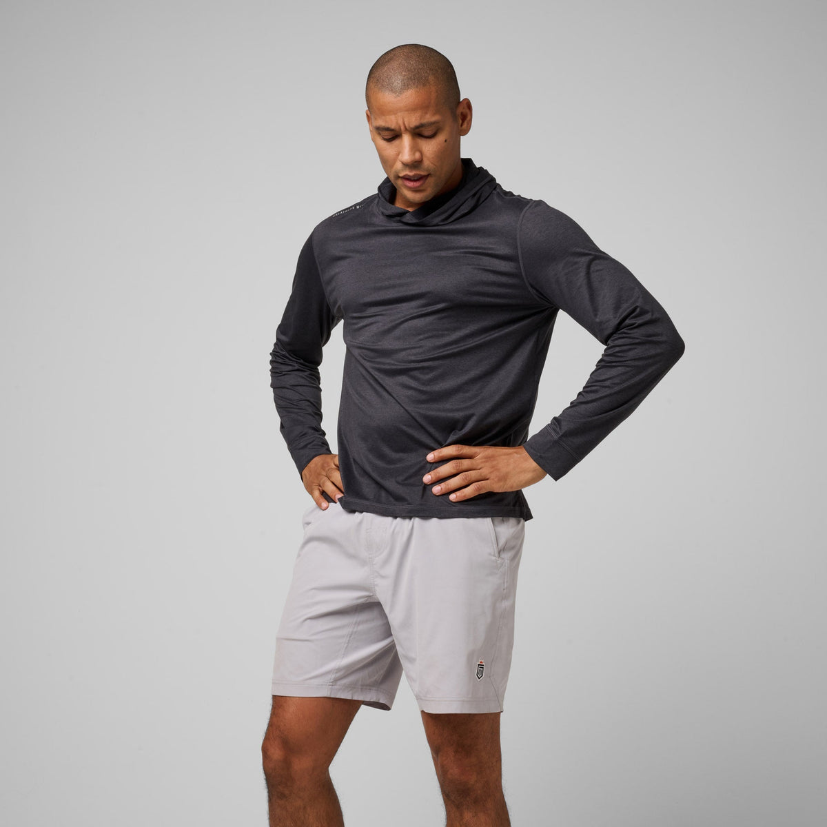 Greatness Wins Core Tech T-Shirt Hoodie in Black Heather, view 9