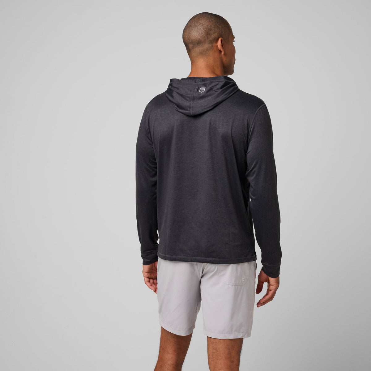 Greatness Wins Core Tech T-Shirt Hoodie in Black Heather, view 4