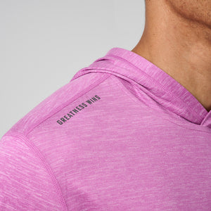 Greatness Wins Core Tech T-Shirt Hoodie in Bodacious Heather, view 2