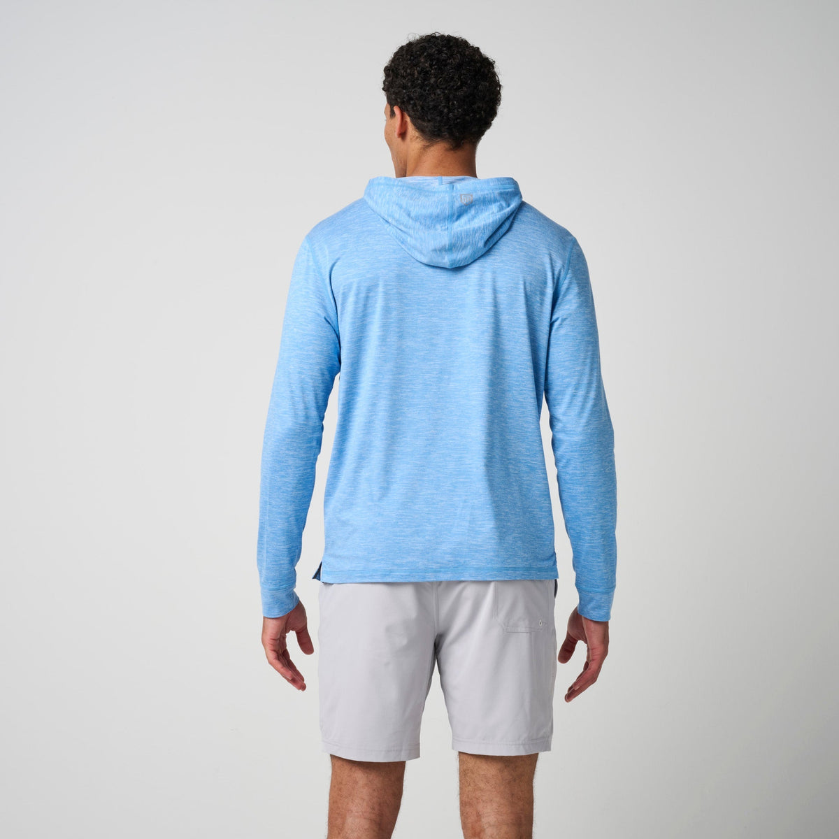 Greatness Wins Core Tech T-Shirt Hoodie in Marina Blue Heather, view 7