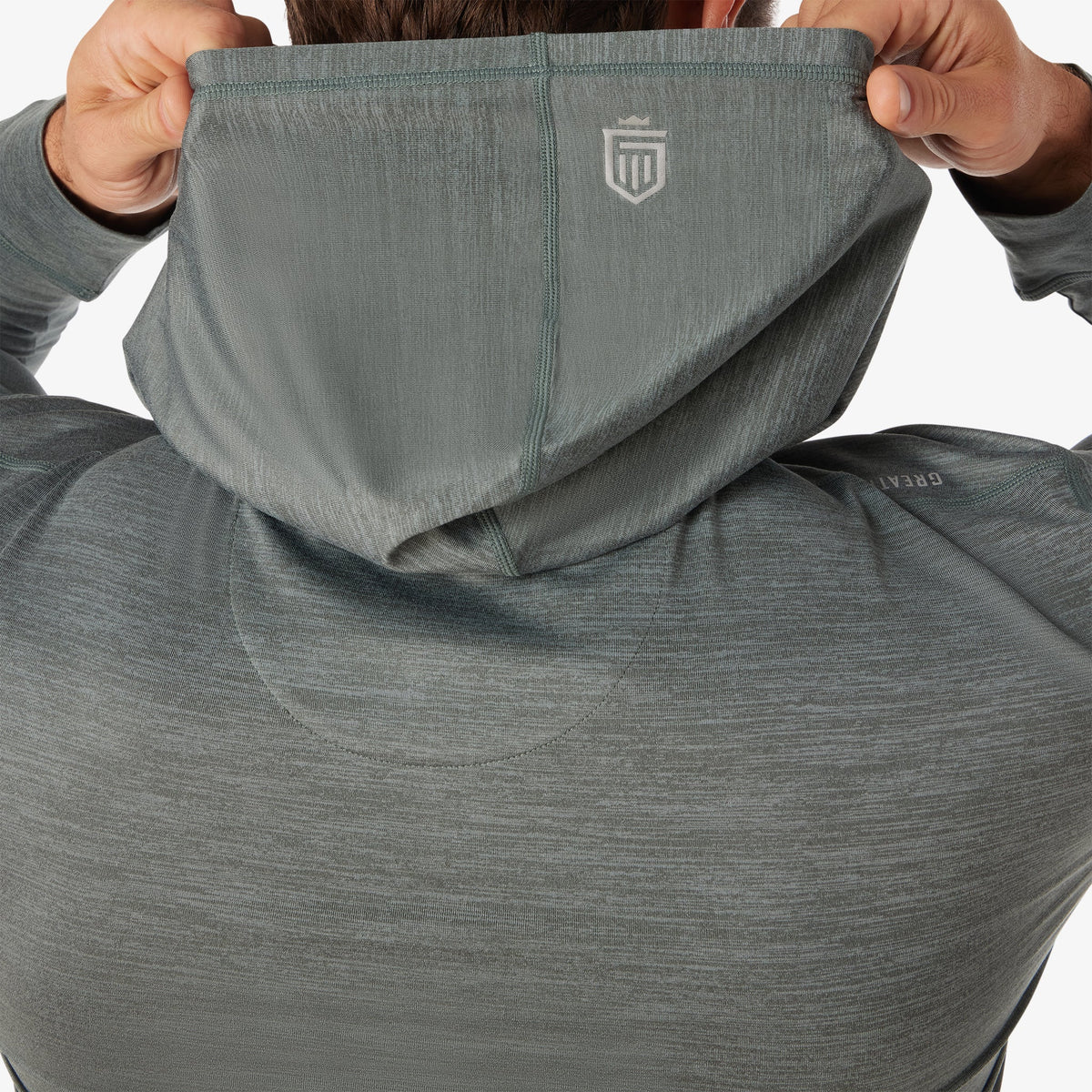 Greatness Wins Core Tech T-Shirt Hoodie in Balsam, view 8