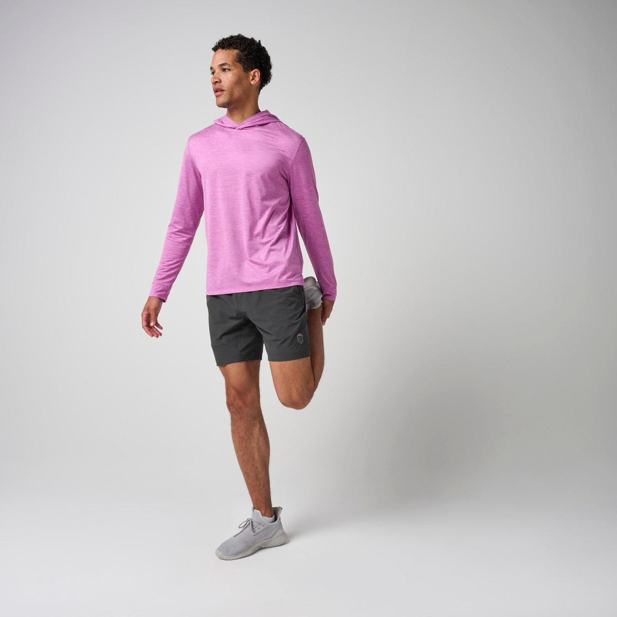 Greatness Wins Core Tech T-Shirt Hoodie in Bodacious Heather, view 6