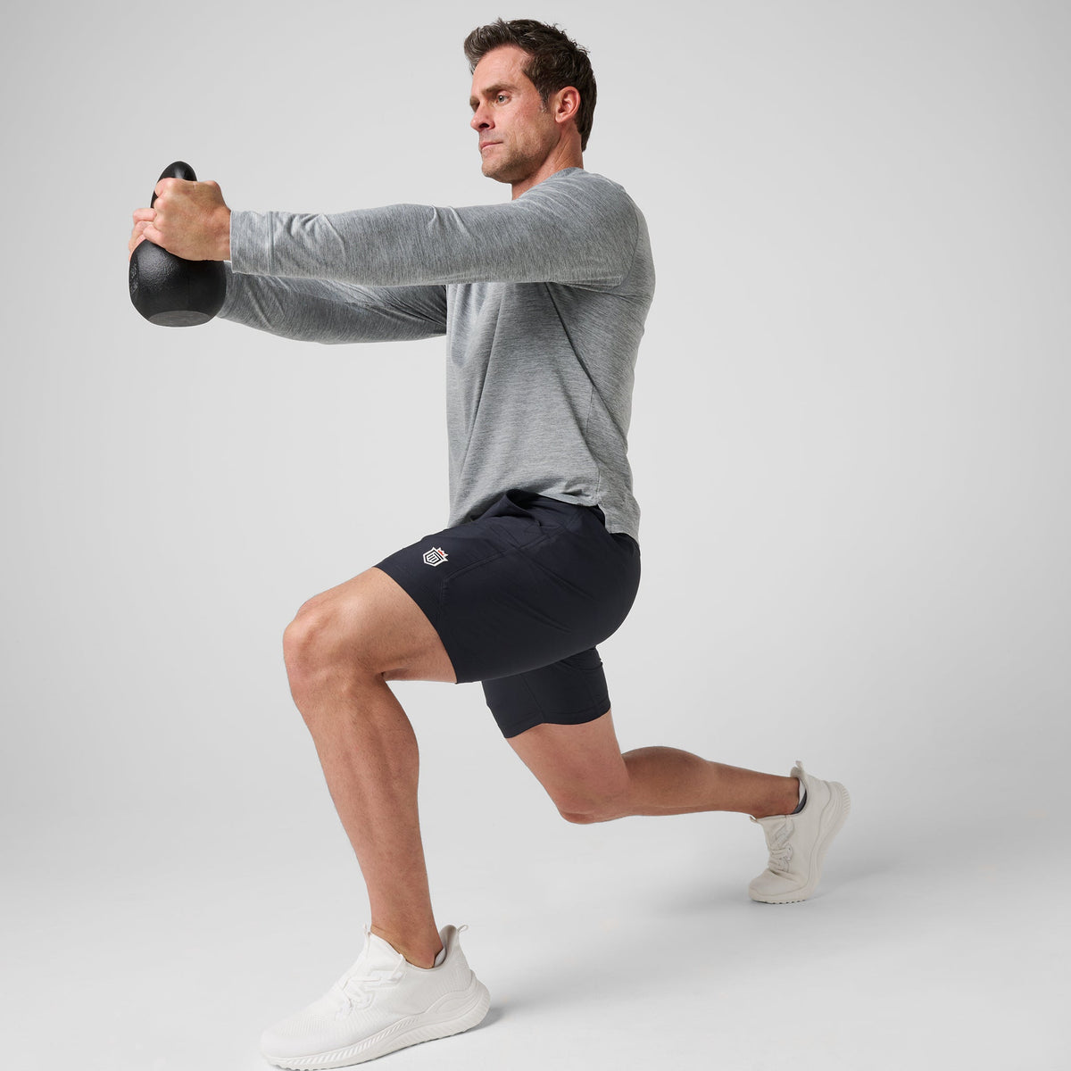 Greatness Wins Core Tech T-Shirt Hoodie in Athletic Gray Heather, view 9