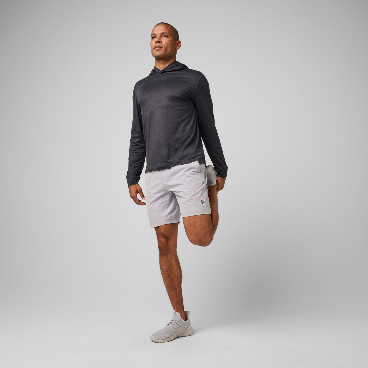 Greatness Wins Core Tech T-Shirt Hoodie in Black Heather, view 6