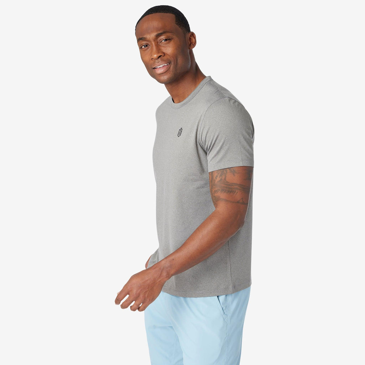 Greatness Wins Core Tech Tee in Athletic Gray Heather, view 7