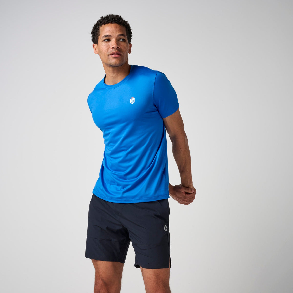 Greatness Wins Core Tech Tee in Sonic Blue, view 2