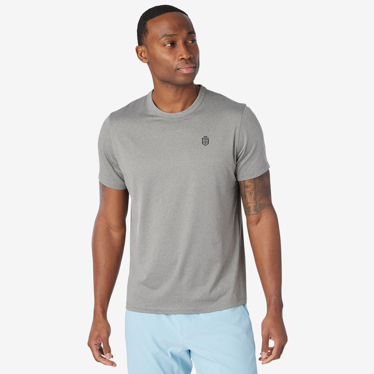 Greatness Wins Core Tech Tee in Athletic Gray Heather