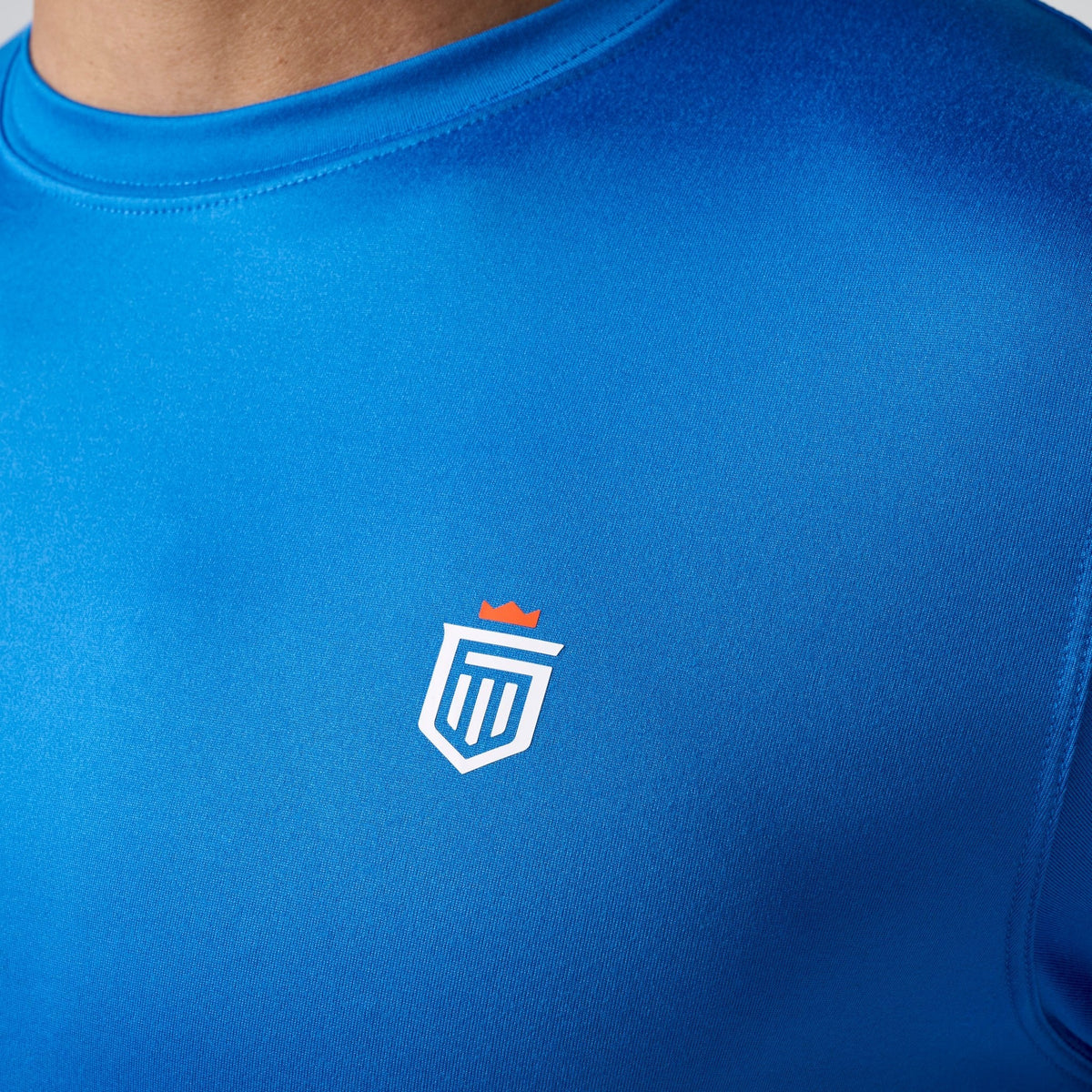 Greatness Wins Core Tech Tee in Sonic Blue, view 3