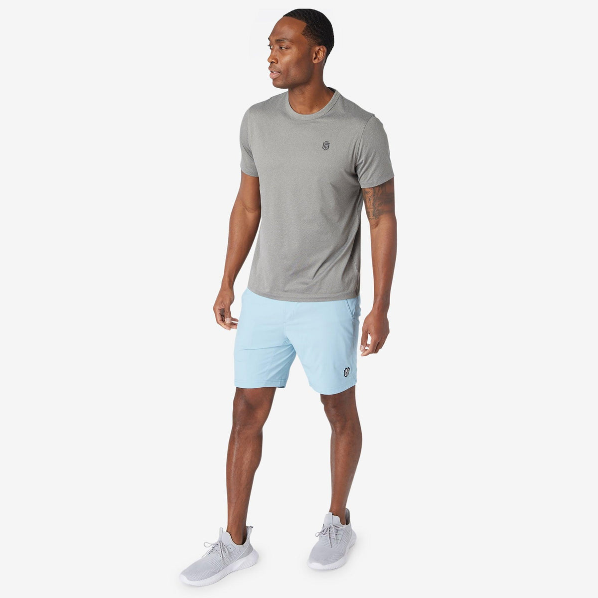 Greatness Wins Core Tech Tee in Athletic Gray Heather, view 3