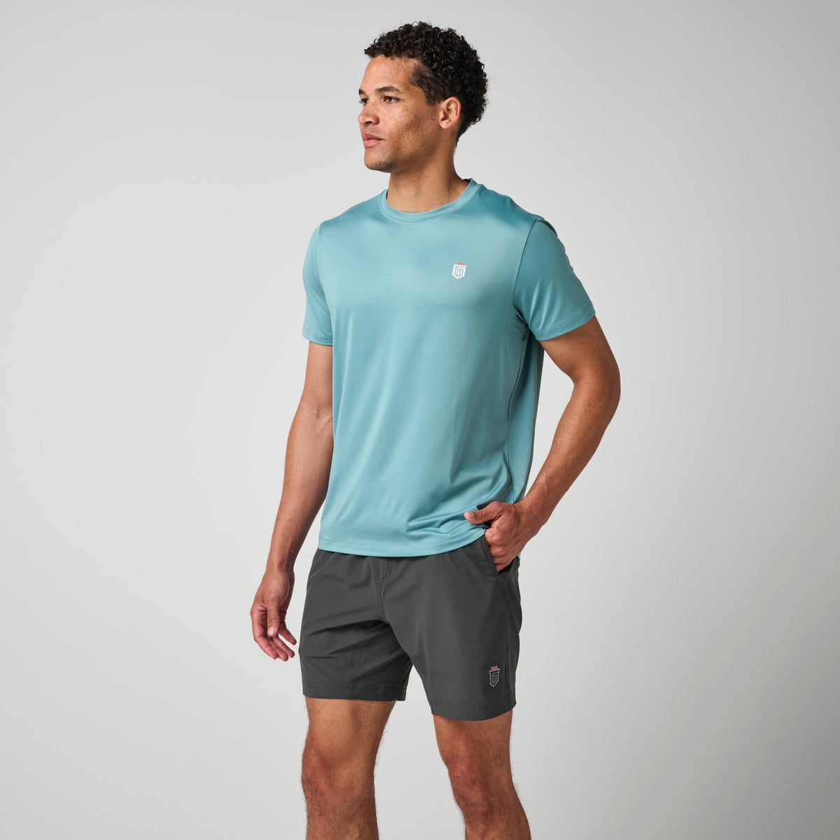 Greatness Wins Core Tech Tee in Sea Spray, view 5