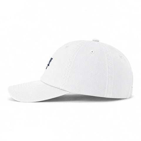 Arctic White Crew dad hat, side, washed cotton twill