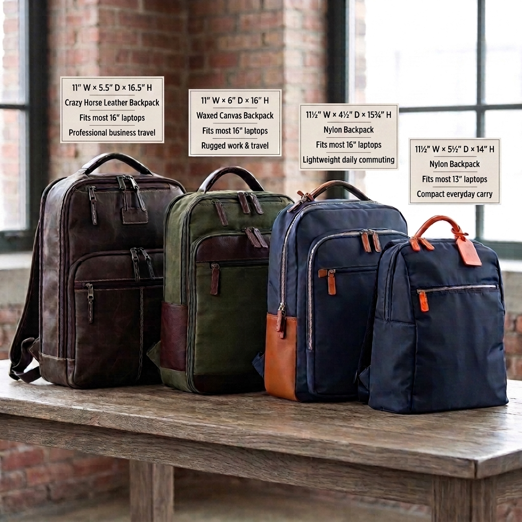 Miami Leathers Maxwell waxed canvas and leather laptop backpack, detail