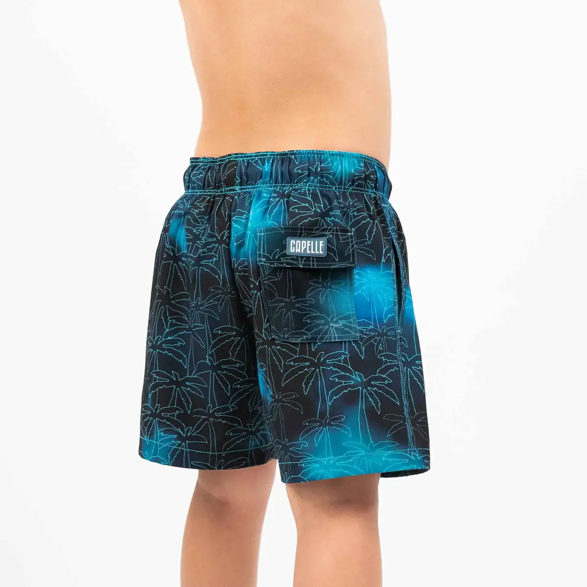 Foggy Palms boys hybrid short, back view