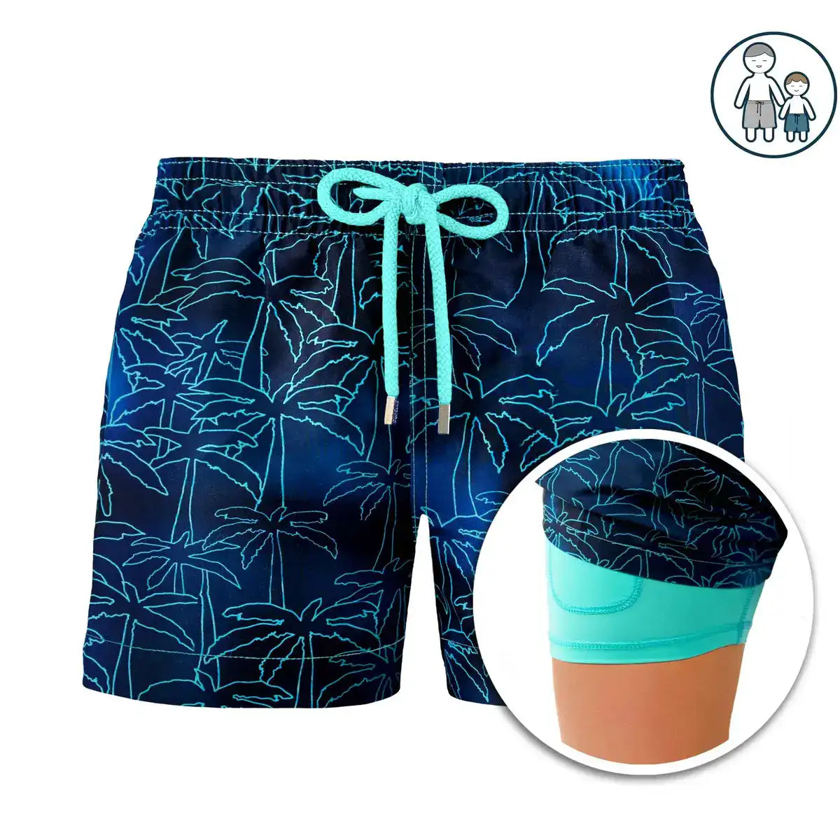 Foggy Palms boys hybrid short, fabric detail