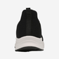 G West Crown men's athletic sneaker in black mesh, back view of the heel and white sole