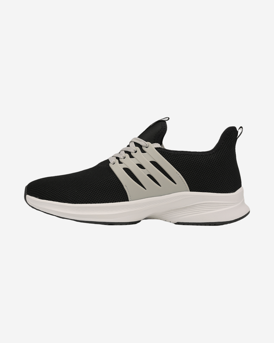 G West Crown men's athletic sneaker in black mesh with gray overlay, inner side view