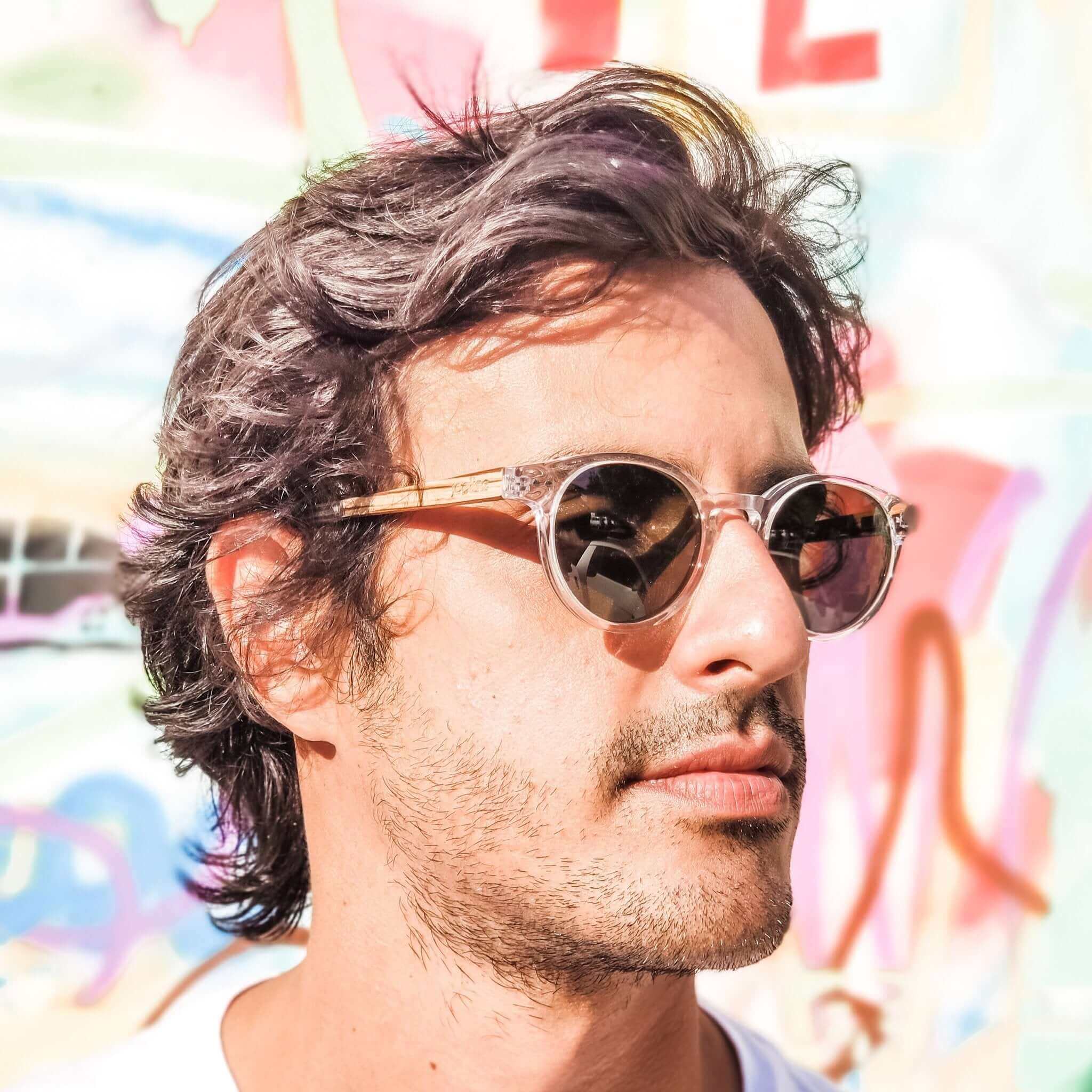 Ganges Polarized Round Wood and Bio Acetate Sunglasses