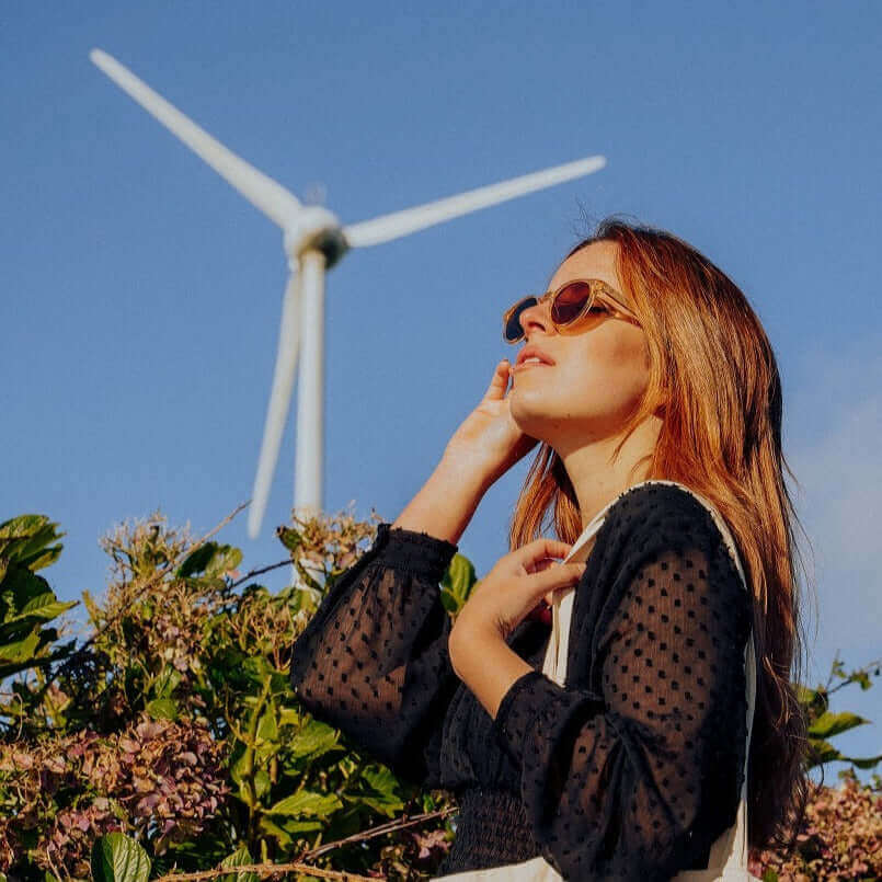 Ganges Polarized Round Wood and Bio Acetate Sunglasses