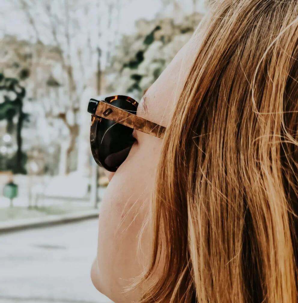 Ganges Polarized Round Wood and Bio Acetate Sunglasses