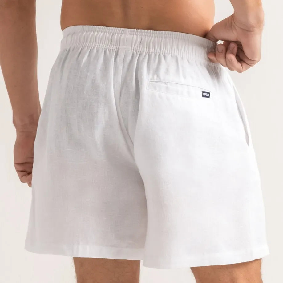 Glacier Mist men's linen short, back view
