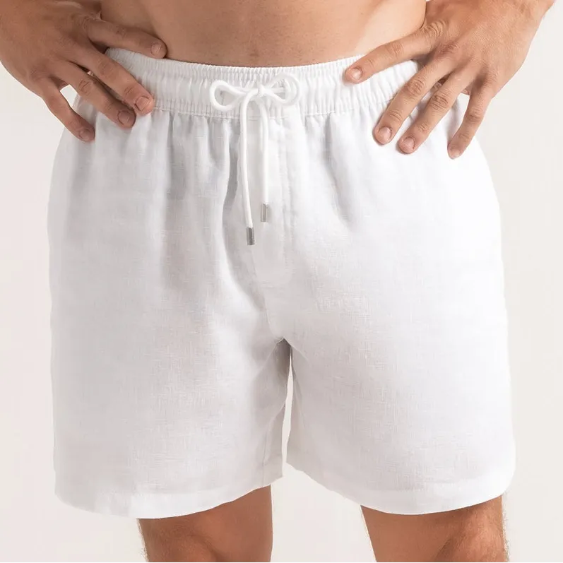 Glacier Mist men's linen short, front view