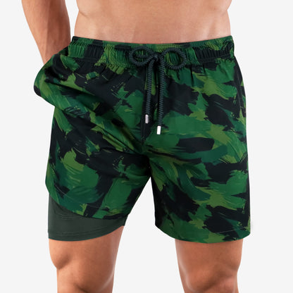 length:classic green camo hybrid short studio front