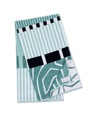 Ruby Mint Hawthorne teal, black and white cotton beach towel, image 1 of 4