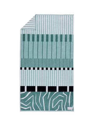 Ruby Mint Hawthorne teal, black and white cotton beach towel, image 2 of 4