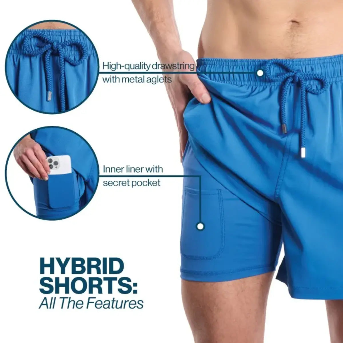 length:all hybrid shorts features