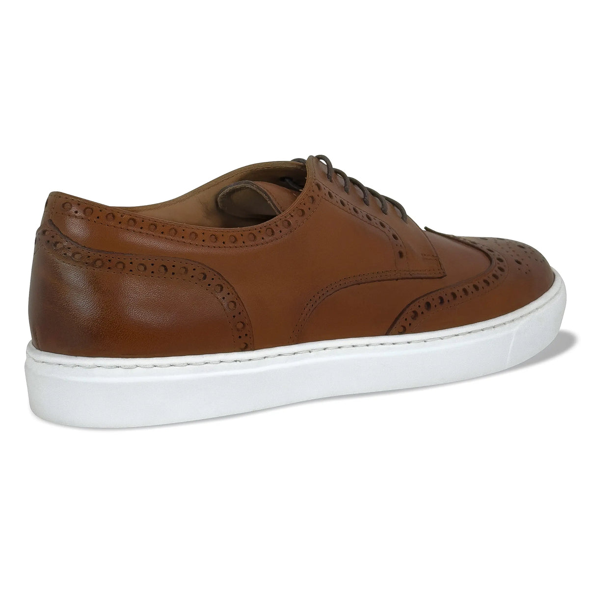 MOCALMO Men's Don Giovanni Wingtip Sneaker in Cognac White Sole, view 6