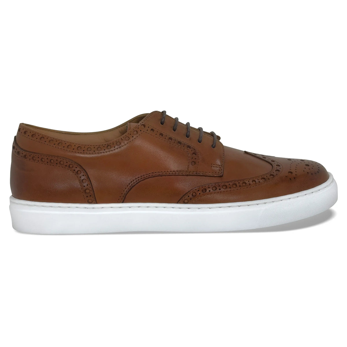 MOCALMO Men's Don Giovanni Wingtip Sneaker in Cognac White Sole