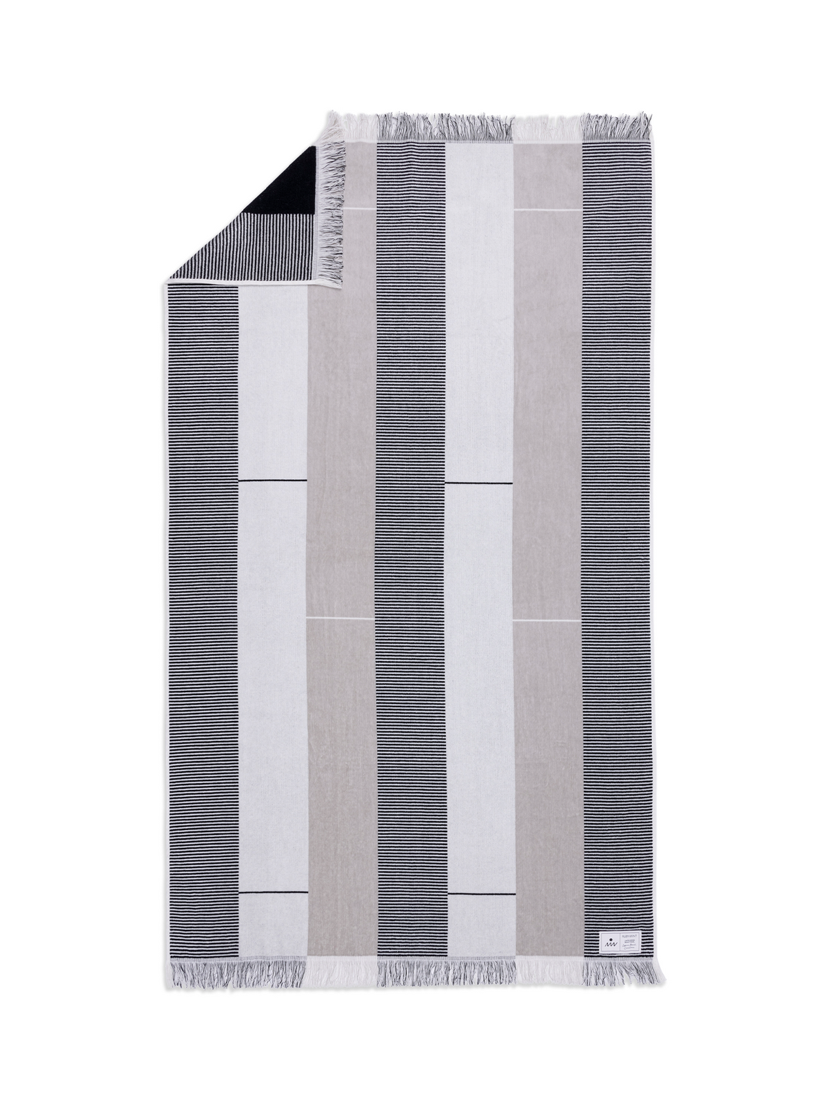 Ruby Mint Kennedy black and gray stripe cotton beach towel, image 2 of 4