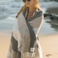 Ruby Mint Kennedy black and gray stripe cotton beach towel, image 3 of 4