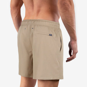 length:classic summer beige hybrid short studio back