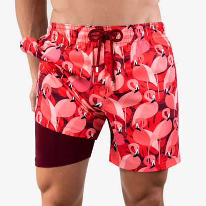 length:classic pink flamingos hybrid short studio front