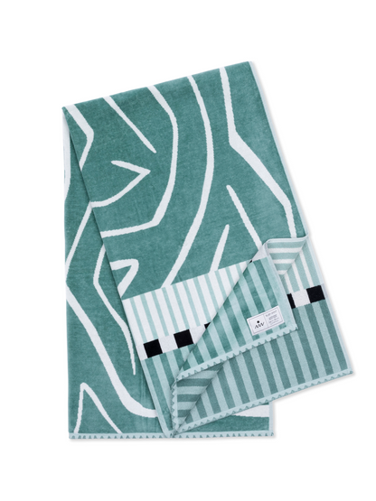 Ruby Mint Meriwether teal and ivory cotton beach towel, image 1 of 4