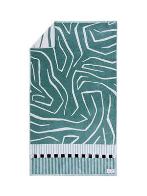 Ruby Mint Meriwether teal and ivory cotton beach towel, image 2 of 4